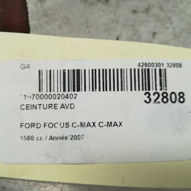 Ceinture avant droite occasion FORD CMAX I Phase 2 03-2007->09-2010 1.6 TDCI 16v 90ch 1466564 3