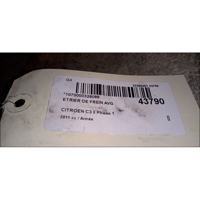 Etrier de frein avant gauche occasion CITROEN C3 II Phase 1 11-2009->02-2013 1617293580 3