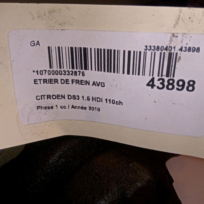 Etrier de frein avant gauche occasion CITROEN DS3 Phase 1 11-2009->03-2014 1.6 HDi 110ch 1617293580 4