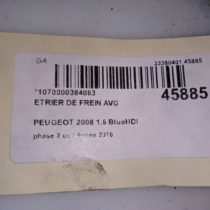 Etrier de frein avant gauche occasion PEUGEOT 2008 Phase 1 04-1995->04-1999 1.6 BlueHDI 120ch 1617293580 4