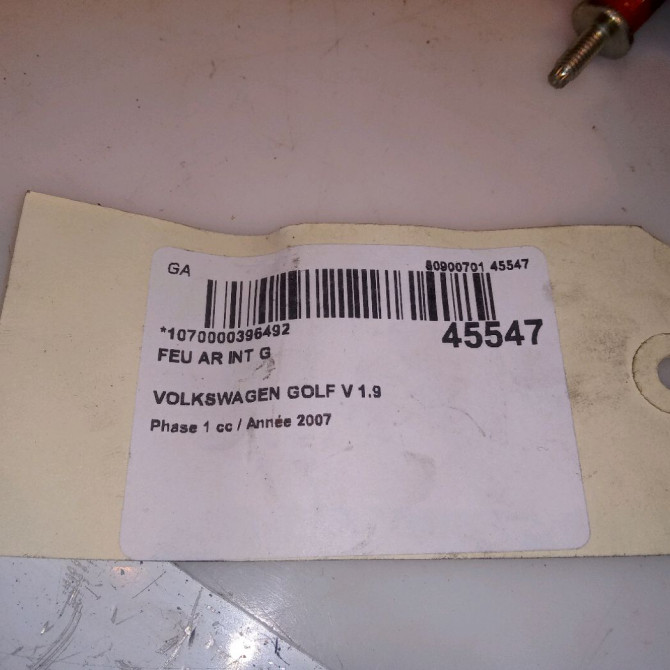Feu arrière interieur gauche occasion VOLKSWAGEN GOLF V Phase 1 11-2003->10-2008 1.9 TDI 90ch 1K6945093K 4