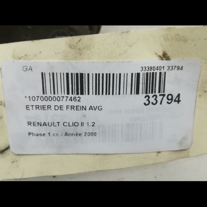 Etrier de frein avant gauche occasion RENAULT CLIO II Phase 1 03-1998->06-2001 1.2 7701207958 3