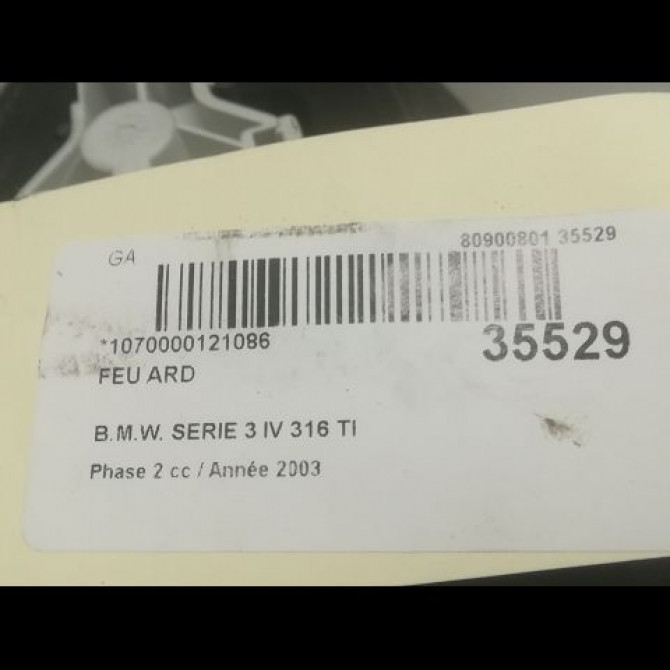 Feu arrière droit occasion B.M.W. SERIE 3 IV Phase 2 09-2001->03-2005 316 TI 115ch 63216934162 3