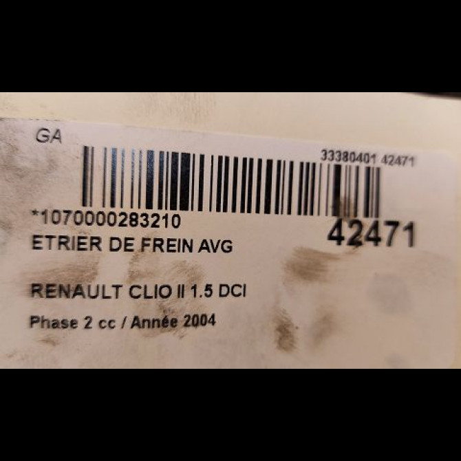 Etrier de frein avant gauche occasion RENAULT CLIO II Phase 2 06-2001->07-2006 1.5 DCI 65ch 7701207958 3