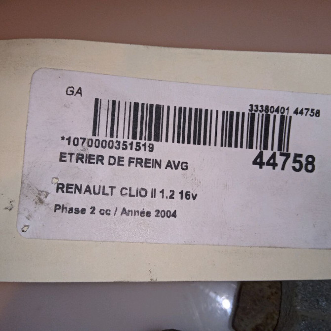 Etrier de frein avant gauche occasion RENAULT CLIO II Phase 2 06-2001->07-2006 1.2 16v 7701207958 4
