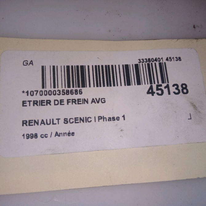Etrier de frein avant gauche occasion RENAULT SCENIC I Phase 1 09-1996->08-1999 7701207958 4