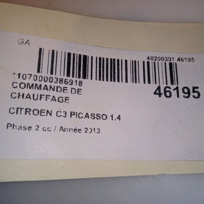 Commande de chauffage occasion CITROEN C3 PICASSO Phase 2 09-2012->... 1.4 VTI 95ch 6452N0 6