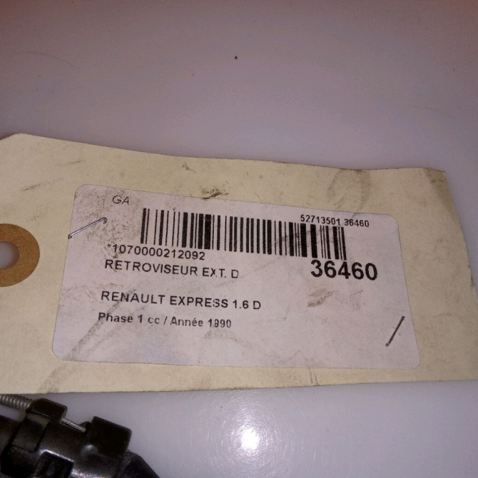 Retroviseur exterieur manuel droit occasion RENAULT EXPRESS Phase 1 11-1985->09-1994 1.6 D 7700804099 5