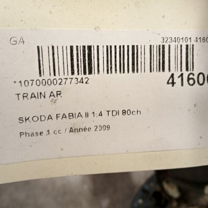 Train arrière occasion SKODA FABIA II Phase 1 05-2007->03-2010 1.4 TDI 80ch 6Q0500051BB 3