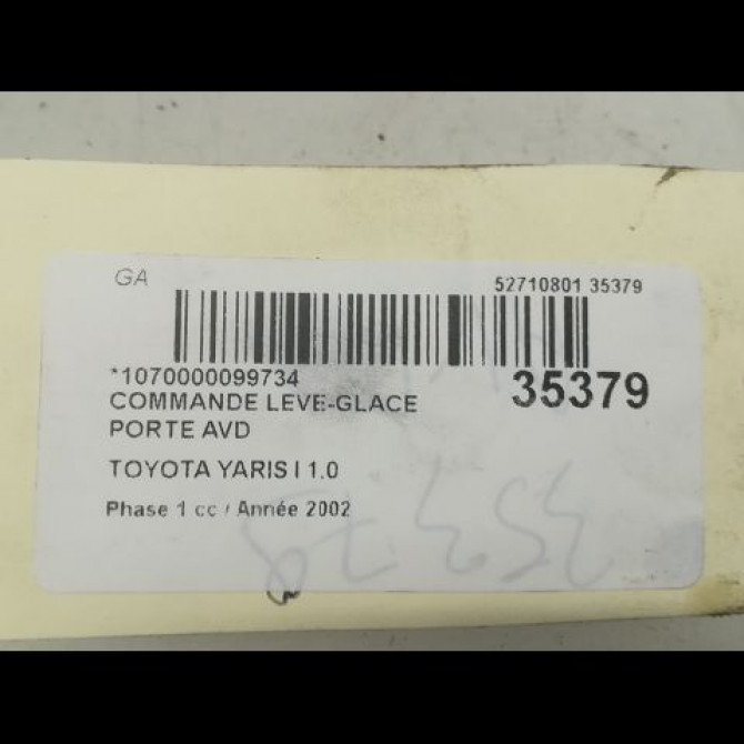 Commande lève-glace porte avant droite occasion TOYOTA YARIS I Phase 1 04-1999->03-2003 1.0 3