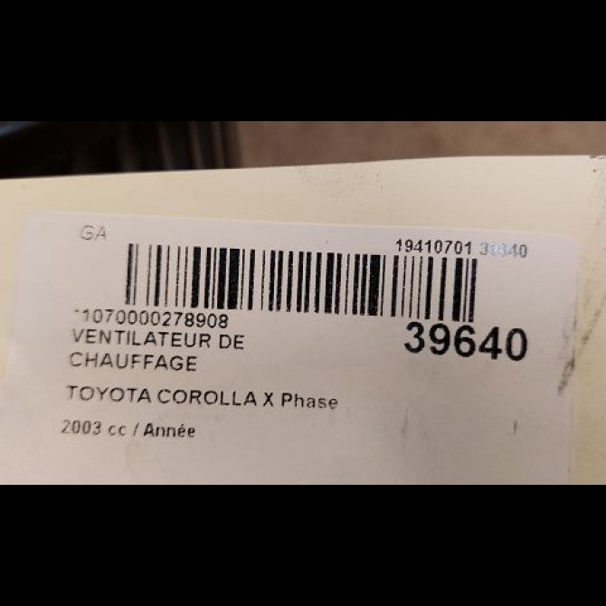 Ventilateur de chauffage occasion TOYOTA COROLLA X Phase 1 01-2002->07-2004 8710302080 3