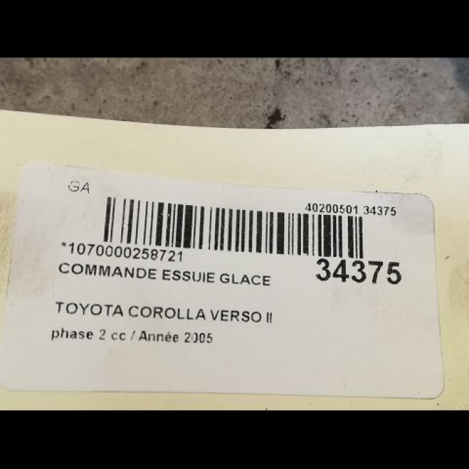 Commande essuie glace occasion TOYOTA COROLLA VERSO II phase 2 06-2007->05-2009 2.2D 136ch 8465205170 3