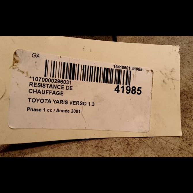 Resistance de chauffage occasion TOYOTA YARIS VERSO Phase 1 11-1999->03-2003 1.3 8713852010 3