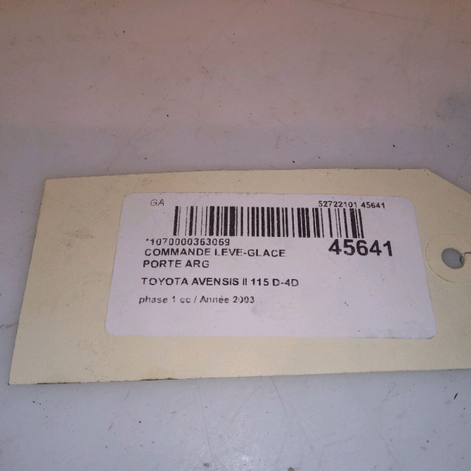 Commande leve-glace porte arrière gauche occasion TOYOTA AVENSIS II phase 1 05-2003->08-2006 115 D-4D 8481005050 4