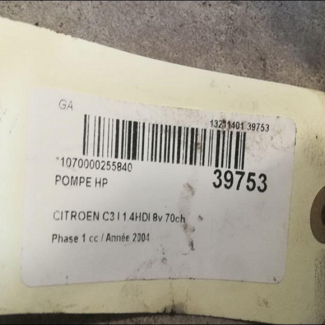 Pompe hp occasion CITROEN C3 I Phase 1 04-2002->10-2005 1.4HDI 8v 70ch 1920EP 4