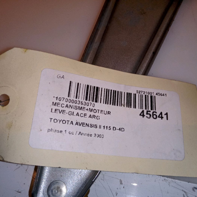 Mecanisme+moteur leve-glace arg occasion TOYOTA AVENSIS II phase 1 05-2003->08-2006 115 D-4D 6984005100 4