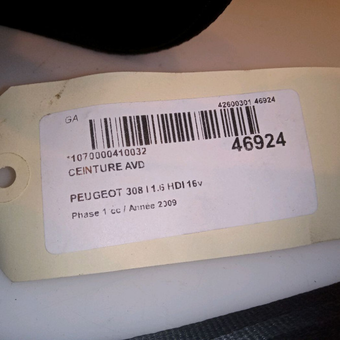 Ceinture avant droite occasion PEUGEOT 308 I Phase 1 09-2007->03-2011 1.6 HDI 16v 110ch 8975J7 4