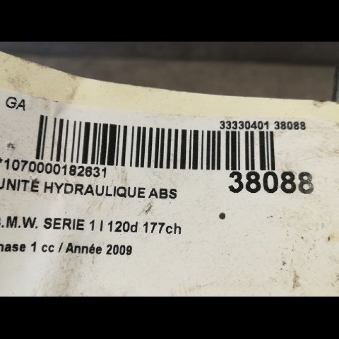 Unité hydraulique ABS occasion B.M.W. SERIE 1 I Phase 1 01-2007->07-2011 120d 177ch 34512460468 4
