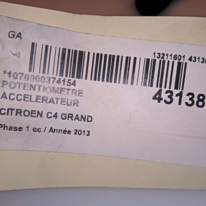 Potentiometre accelerateur occasion CITROEN C4 GRAND PICASSO II Phase 1 04-2013->... 1.6 e-HDi 115ch 4