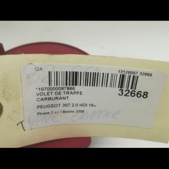 Volet de trappe carburant occasion PEUGEOT 307 Phase 2 06-2005->03-2008 2.0 HDI 16v 136ch 1517A5 3