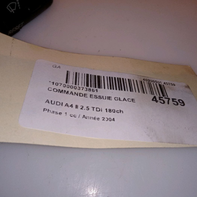 Commande essuie glace occasion AUDI A4 II Phase 1 01-2001->11-2004 2.5 TDi 180ch 4E0953503F4PK 4