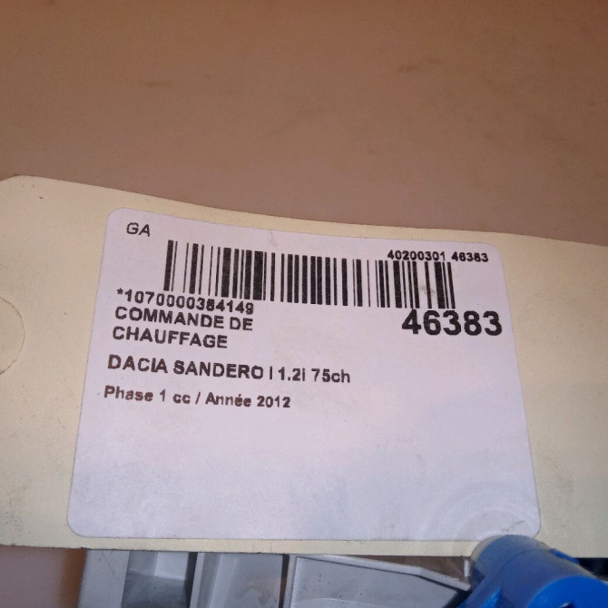 Commande de chauffage occasion DACIA SANDERO I Phase 1 06-2008->10-2012 1.2i 75ch 275103736R 4