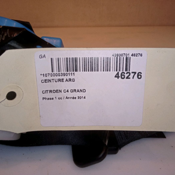 Ceinture arrière gauche occasion CITROEN C4 GRAND PICASSO II Phase 1 04-2013->... 1.6 e-HDi 115ch 96771180XX 3