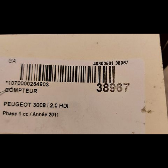 Compteur occasion PEUGEOT 3008 I Phase 1 04-2009->12-2013 2.0 HDI 150ch 9810462780 3