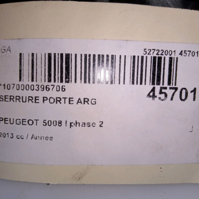 Serrure porte arg occasion PEUGEOT 5008 I phase 2 09-2013->... 9800624280 5