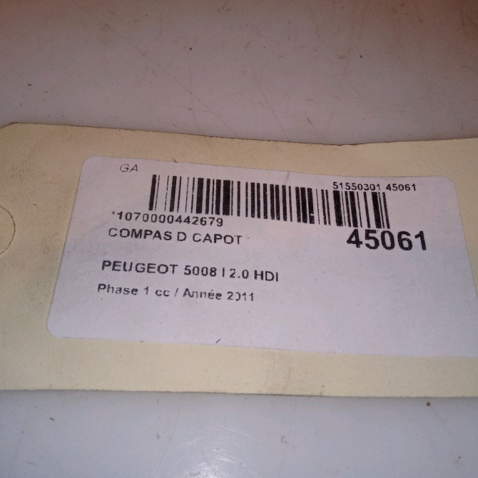 Compas d capot occasion PEUGEOT 5008 I Phase 1 11-2009->12-2013 2.0 HDI 150ch 791348 4