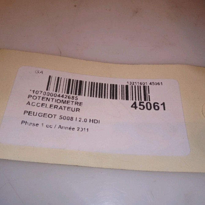 Potentiometre accelerateur occasion PEUGEOT 5008 I Phase 1 11-2009->12-2013 2.0 HDI 150ch 5