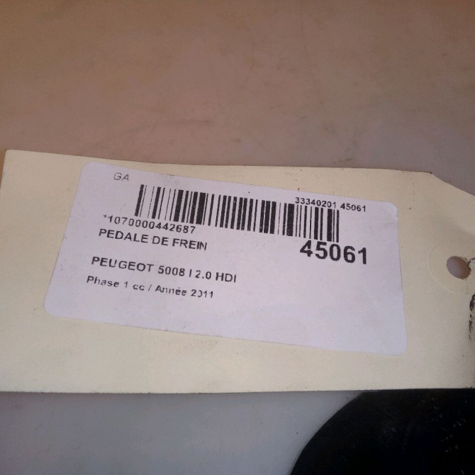 Pedale de frein occasion PEUGEOT 5008 I Phase 1 11-2009->12-2013 2.0 HDI 150ch 4501AH 4