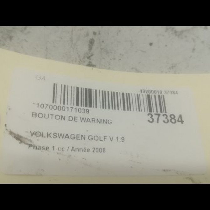 Bouton de warning occasion VOLKSWAGEN GOLF V Phase 1 11-2003->10-2008 1.9 TDI 105ch 1K0953509A 3