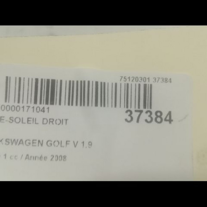 Pare-soleil droit occasion VOLKSWAGEN GOLF V Phase 1 11-2003->10-2008 1.9 TDI 105ch 1K0857552K2F4 3