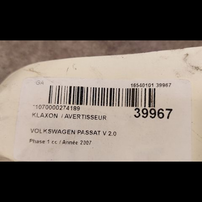 Klaxon  / avertisseur occasion VOLKSWAGEN PASSAT V Phase 1 03-2005->10-2010 2.0 TDI 16v 140ch 3C0951223E 3