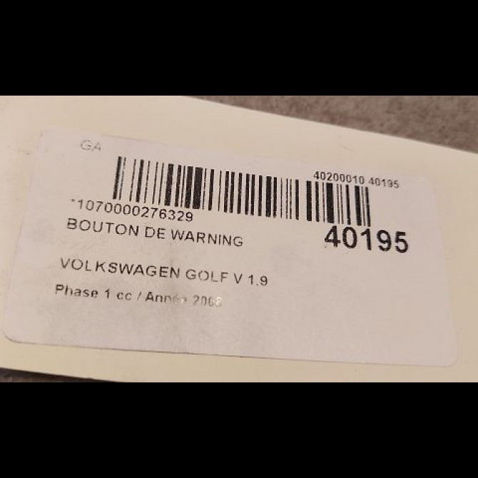 Bouton de warning occasion VOLKSWAGEN GOLF V Phase 1 11-2003->10-2008 1.9 TDI 105ch 1K0953509A 2