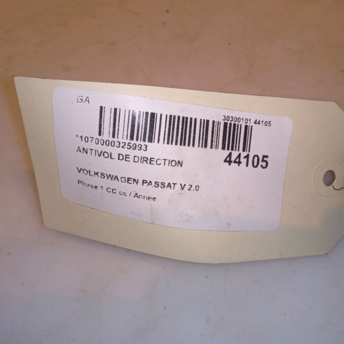 Antivol de direction occasion VOLKSWAGEN PASSAT V Phase 1 04-1995->04-1999 2.0 TDI 140ch 5
