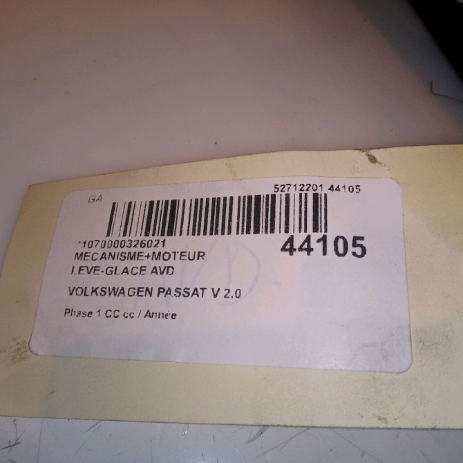 Mecanisme + moteur lève-glace avant droit occasion VOLKSWAGEN PASSAT V Phase 1 04-1995->04-1999 2.0 TDI 140ch 3C8837462J 4