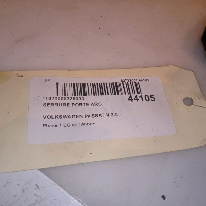 Serrure porte arg occasion VOLKSWAGEN PASSAT V Phase 1 04-1995->04-1999 2.0 TDI 140ch 5N0839016R 4