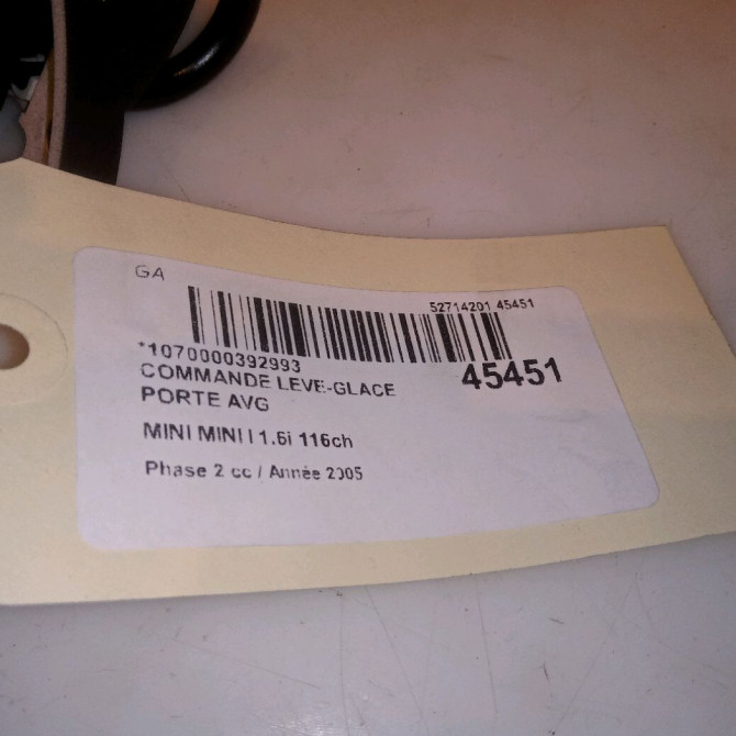 Commande lève-glace porte avant gauche occasion MINI MINI I Phase 2 07-2004->09-2006 1.6i 116ch 4