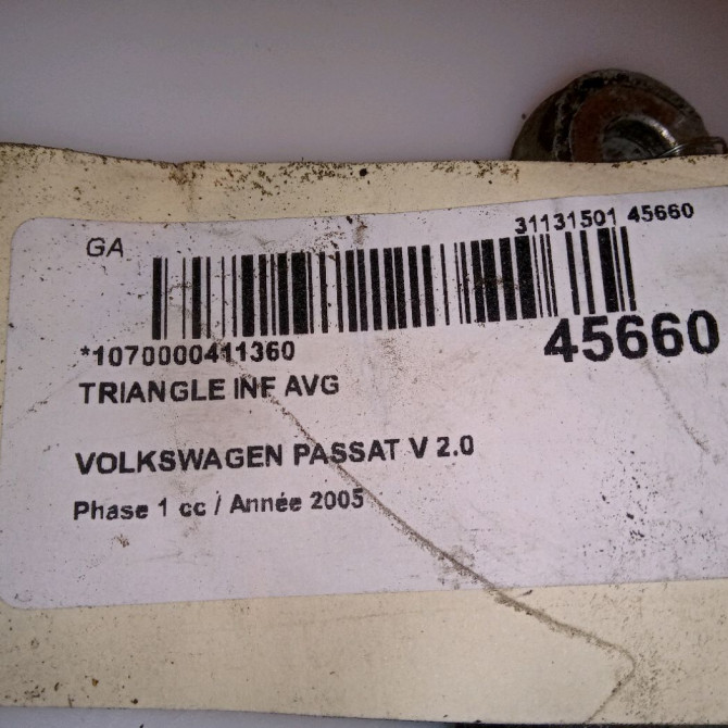Triangle inf avg occasion VOLKSWAGEN PASSAT V Phase 1 03-2005->10-2010 2.0 TDI 140ch 3C0407151G 4