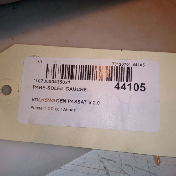Pare-soleil gauche occasion VOLKSWAGEN PASSAT V Phase 1 04-1995->04-1999 2.0 TDI 140ch 1K0857551N2F4 4