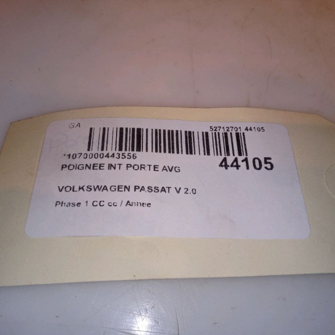 Poignee int porte avg occasion VOLKSWAGEN PASSAT V Phase 1 04-1995->04-1999 2.0 TDI 140ch 3C8837113GVAL 4