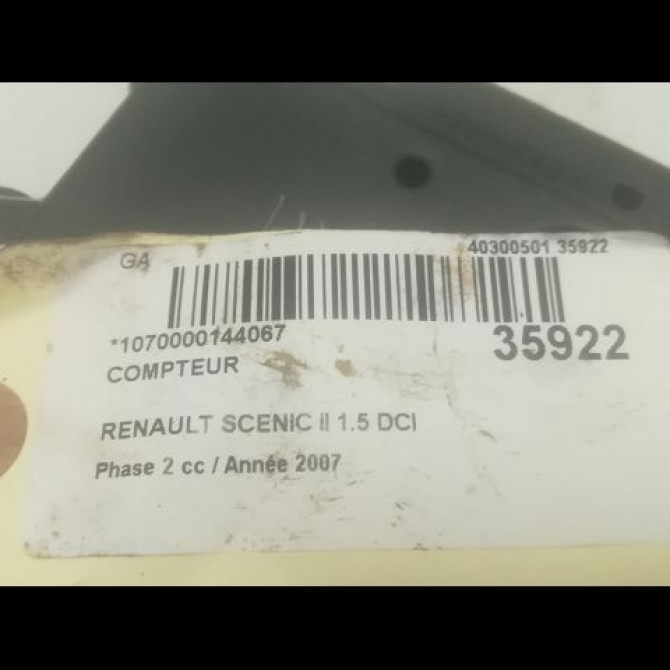 Compteur occasion RENAULT SCENIC II Phase 2 09-2006->04-2009 1.5 DCI 105ch 8200704463 3