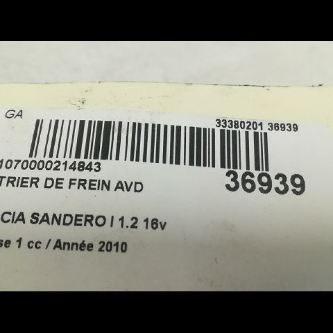 Etrier de frein avant droit occasion DACIA SANDERO I Phase 1 06-2008->10-2012 1.2 16v 75ch 7701201770 3