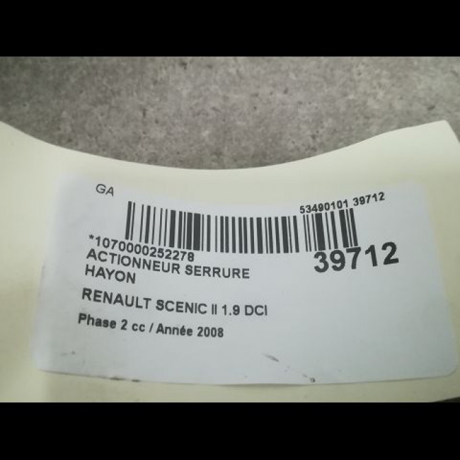 Actionneur serrure hayon occasion RENAULT SCENIC II Phase 2 09-2006->04-2009 1.9 DCI 130ch 3