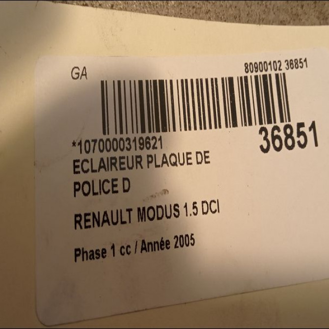 Eclaireur plaque de police d occasion RENAULT MODUS Phase 1 09-2004->12-2007 1.5 DCI 80ch 8200013577 2