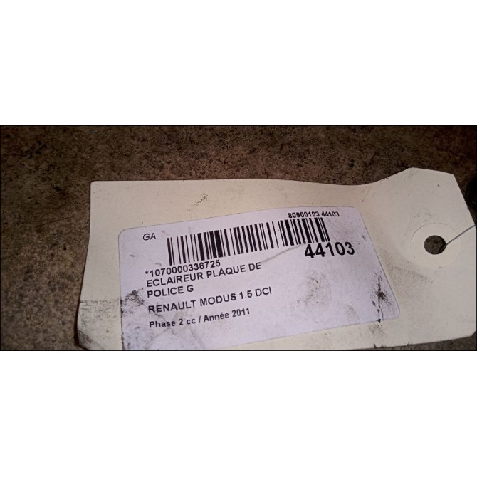 Eclaireur plaque de police g occasion RENAULT MODUS Phase 2 01-2008->12-2012 1.5 DCI 75ch 8200013577 3