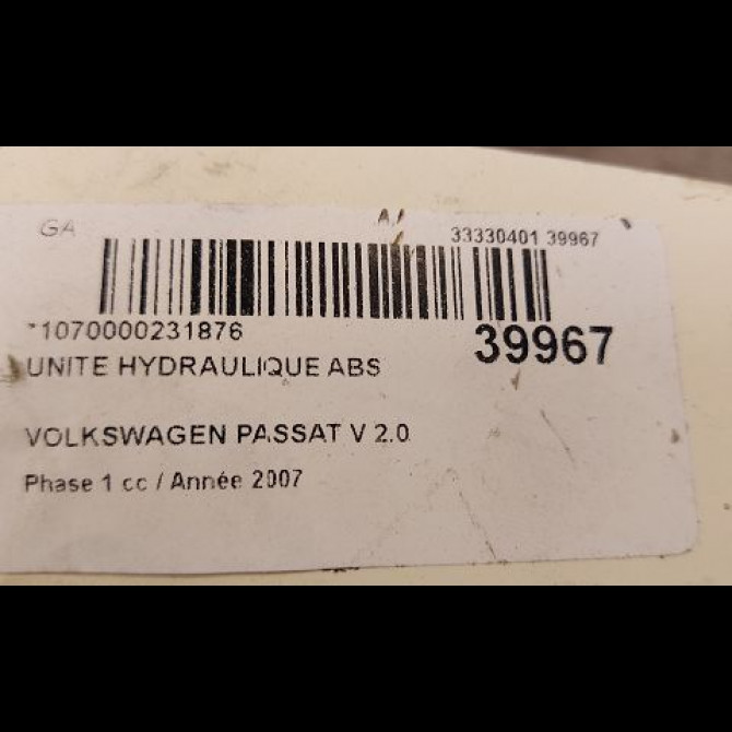 Unité hydraulique ABS occasion VOLKSWAGEN PASSAT V Phase 1 03-2005->10-2010 2.0 TDI 16v 140ch 3C0614109ABEF 3