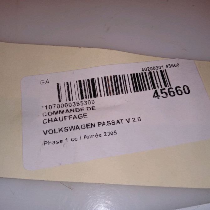 Commande de chauffage occasion VOLKSWAGEN PASSAT V Phase 1 03-2005->10-2010 2.0 TDI 140ch 4